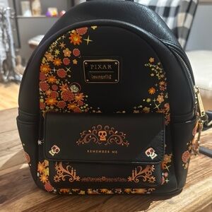 Loungefly Coco Pixar Floral Black Backpack